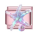 Rose gold modular charm with a lavender glitter starfish for DIY link bracelets - Rose Foundation - Starfish