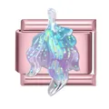Rose gold Italian charm link with translucent iridescent octopus design for bracelets - Rose Foundation - Leaves