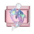 Rose gold modular charm featuring a dreamy purple resin dolphin with aurora sparkles - Rose Foundation - Pisces
