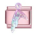 Italian charm link with iridescent purple jellyfish and rose gold stainless steel base - Rose Foundation - Fishtail