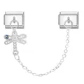Silver dragonfly charm with evil eye detail for Italian charm link bracelet - Rhinestone Dragonfly Eye Style (Eye 4)