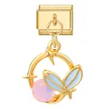 Modulaire bedel met roze edelsteen en gouden connector voor DIY armbanden - Gouden Basis Hanger - Roze Strass Visstaart