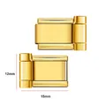Golden 12mm x 15mm stainless steel watch strap connectors in a two-piece hinge set - 12mm Connector / Gold