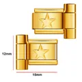 Italian charm link with gold star engraving on stainless steel, 12mm by 15mm size - Pentagram Pattern Charm Link (Y674) / 12mm x 15mm / Gold