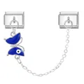 Silver modular charm link with blue evil eye butterfly pendant for Italian bracelets - Butterfly Evil Eye Style (Eye 1)