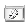 Italiaanse armbandmodule met schattig puppy-ontwerp in gepolijst zilveren afwerking - Cartoon Puppy Stijl (Huisdier Stijl 1)