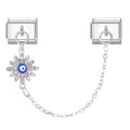 Italian style steel bracelet safety chain with devil eye sunflower pendant and crystals - Sunflower Evil Eye Style (Eye 2)