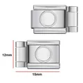 Stainless steel 12mm watch strap connector link in silver polished finish - Round Groove Charm Link (Y934) / 1 Pair (12mm*15mm) / Steel