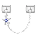 Italian charm safety chain with silver starfish pendant and blue evil eye detail - Starfish Evil Eye Style (Eye 3)