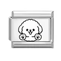 Roestvrijstalen Italiaanse charm met schattige zwarte cartoon hond en pootafdruk - Poedel Patroon Stijl (Huisdier Stijl 3)