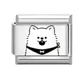Italiaanse modulaire armbandbedel van gepolijst roestvrij staal met schattige puppy print - Hond met Sjaal Stijl (Huisdier Stijl 5)