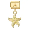 Italian modular charm featuring a gold-toned starfish pendant with a metallic finish - Gold Base Pendant-Starfish