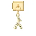 Polished gold Italian charm with organic branch pendant for modular bracelets - Gold Base Pendant - Coral