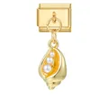 Italienischer Charm-Link mit goldenem Muschel-Anhänger und Perlen für DIY-Schmuck - Gold Basis Anhänger-Perlenmuschel