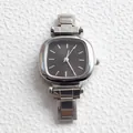 Women's silver metal watch with cushion case and dark grey dial for fashion style - Cushion Case Watch Head (Black Dial) / Silver