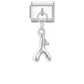 Charm modulare italiano con ciondolo a corallo in acciaio inossidabile lucido - Pendente di Corallo / Argento
