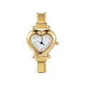 Elegant gold heart-shaped watch for women with polished metal link strap and white dial - Full Watch / Gold Heart White Dial