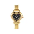 Fashion heart-shaped watch with golden metal strap and black dial for women - Gold Heart Black Dial