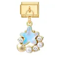 Italienischer Gold-Anhänger mit blauem Seestern und Muschel für DIY-Armbänder - Gold Basis Anhänger - Blauer Seestern 2