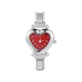 Silver DIY modular watch with red heart-shaped dial and stainless steel strap - Full Watch / Steel Heart Red Dial