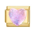 Italienischer Modul-Charm in Gold-Finish mit einem rosa Glitzerherz für DIY Armbänder - Rosa Glitzerherz-Stil