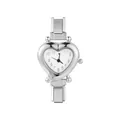 Women's heart-shaped silver stainless steel watch with modular link strap and white dial - Full Watch / Steel Heart White Dial