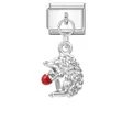 Charm modulare italiano con riccio argentato e mela rossa per bracciale fai-da-te - Ciondolo Riccio