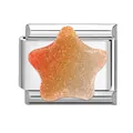 Italienisches Charm-Glied mit orangefarbenem Seestern und Edelstahl-Basis - 1x0,9 cm / Orange-Gelber Farbverlauf Seestern (M292856)