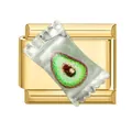 Italian modular charm in gold finish with avocado candy design for DIY bracelets - Kiwi Candy