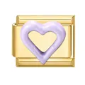 Modulares Gold-Charm mit glitzerndem violettem Hohlherz für DIY-Armbänder - Lila Glitzerherz-Stil / 1cm x 0,9cm