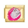 Gold-plated modular charm with detailed dragon fruit design for DIY link bracelets - Fruit
