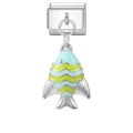 Modulo per bracciale italiano con ciondolo a forma di pesce tropicale in smalto colorato - Vertical Fish Pendant