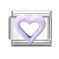 Italian modular charm in stainless steel featuring a light purple glitter heart inlay - 1x0.9cm / Light Purple Glitter Heart (M292856)