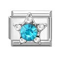 Italienisches Charm-Glied mit blauem Stern-Kristall und Zirkonia für DIY-Armbänder - Blauer Stein Stern