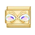 Golden modular charm link with crystal bow design for customizable DIY charm bracelets - 1.0cm x 0.9cm / Colorful Rhinestone Bowknot Style