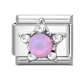 Italienisches Charm-Glied mit silbernem Stern, rosa Hauptstein und kleinen Strasssteinen - Rosa Diamantstern