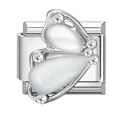 Italienischer Armband-Link mit Schmetterling, weißen Katzenaugensteinen und Zirkon - Schmetterling