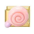 Modular charm link with gold-plated base and pink resin snail detail for DIY jewelry - Candy