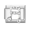 Modularer Charm aus Edelstahl im italienischen Stil mit Kristall-Musiknoten-Design - Musik
