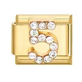 Italian charm bracelet link in gold finish featuring a crystal-encrusted number five - 1.0cm x 0.9cm / Number 5 Style