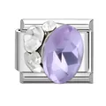 Modularer Charm im italienischen Stil mit violettem Kristall und weißen Schmucksteinen - Runder Lilafarbener Zirkon