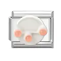 Italian modular charm in stainless steel with white enamel and three orange beads - Sphere