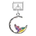Italienischer Charme für DIY-Armband mit buntem Meerjungfrauenschwanz-Mondanhänger in Silber - Meerjungfrauenschwanz Mond - Regenbogen-Verlauf