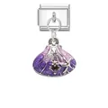 Italienisches Charm-Glied mit Muschel-Anhänger aus lila Emaille und Seestern - Seemuschel Seestern - Violett-Rosa Verlauf