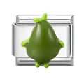 Italian style stainless steel bracelet charm with cute green cartoon pear character - Avocado