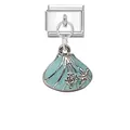Italienisches Charm-Glied mit hellblauem Muschel-Emaille und Seestern-Schildkröte - Seemuschel Schildkröte - Hellblaue Emaille