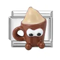 Italian modular charm in stainless steel featuring a brown coffee cup with eyes - Coffee