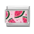 Italian modular charm in stainless steel featuring cute hand-painted watermelon and hearts - Fruit 8 / 1*0.9cm [out Of Stock Minimum Order 100] Please Contact Customer Service To Add To Inventory.