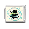 Italian charm bracelet link with black cat enamel design on stainless steel - 1x0.9cm / Black Cat with Scarf