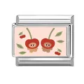 Charme modulaire italien avec motif cerise mignon sur bracelet en acier inoxydable - Motif Cerise